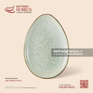 Đĩa bầu dục nhọn (đĩa trứng) 26 x 18.5cm - Rêu Phong