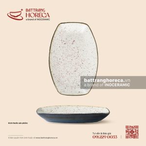 Đĩa bầu dục (oval) bo cạnh 22 x 15cm - Ngọc Thạch