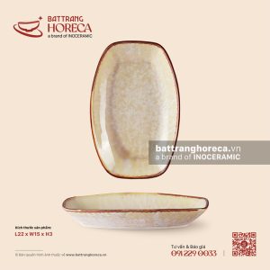 Đĩa bầu dục (oval) bo cạnh 22 x 15cm - Sương Ngà