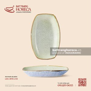 Đĩa bầu dục (oval) bo cạnh 22 x 15cm - Rêu Phong