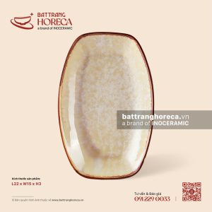 Đĩa bầu dục (oval) bo cạnh 22 x 15cm - Sương Ngà
