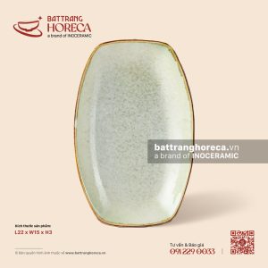 Đĩa bầu dục (oval) bo cạnh 22 x 15cm - Rêu Phong