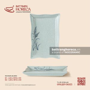 Đĩa chữ nhật miệng lượn - Bông Lau