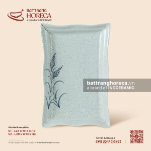 Đĩa chữ nhật miệng lượn - Bông Lau