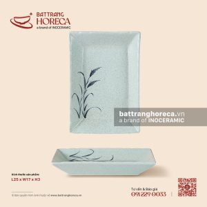 Đĩa chữ nhật miệng lượn sâu 25 x 17cm - Bông Lau