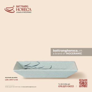 Đĩa chữ nhật miệng lượn sâu 25 x 17cm - Bông Lau