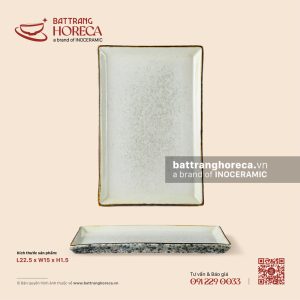 Đĩa chữ nhật thành cao 22.5 x 15cm - Rêu Phong