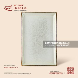 Đĩa chữ nhật thành cao 22.5 x 15cm - Rêu Phong