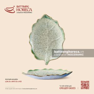 Đĩa lá bỏng 24.5 x 17.5cm - Rêu Phong