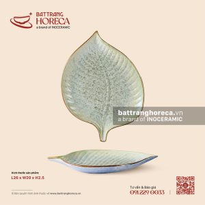Đĩa lá trầu 26 x 20cm - Rêu Phong