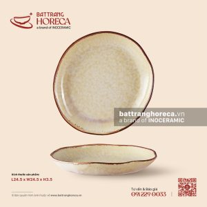 Đĩa sâu lòng vành lượn 24.5cm - Sương Ngà