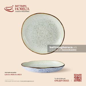 Đĩa sâu lòng vành lượn 24.5cm - Rêu Phong