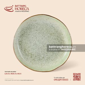 Đĩa sâu lòng vành lượn 24.5cm - Rêu Phong