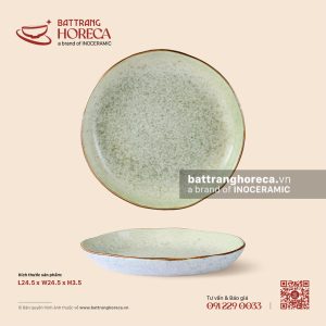 Đĩa sâu lòng vành lượn 24.5cm - Rêu Phong