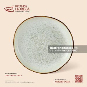 Đĩa sâu lòng vành lượn 24.5cm - Rêu Phong